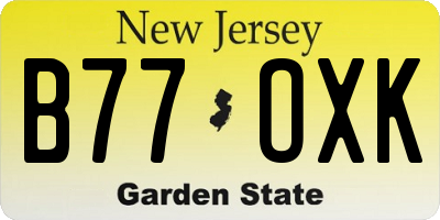 NJ license plate B77OXK