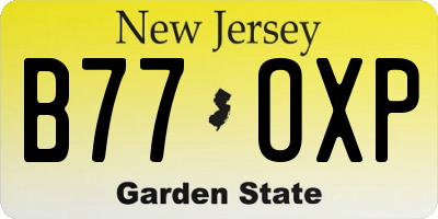 NJ license plate B77OXP