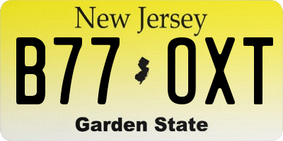 NJ license plate B77OXT