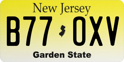 NJ license plate B77OXV