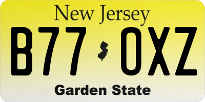 NJ license plate B77OXZ