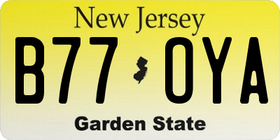 NJ license plate B77OYA