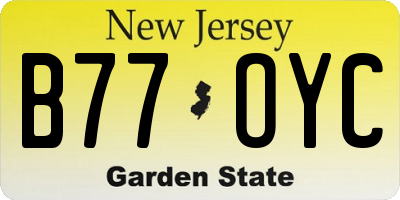 NJ license plate B77OYC