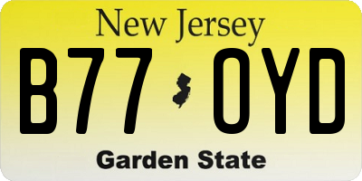 NJ license plate B77OYD