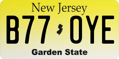 NJ license plate B77OYE