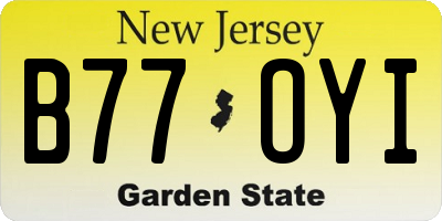 NJ license plate B77OYI