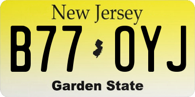 NJ license plate B77OYJ