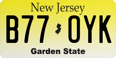 NJ license plate B77OYK