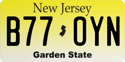 NJ license plate B77OYN