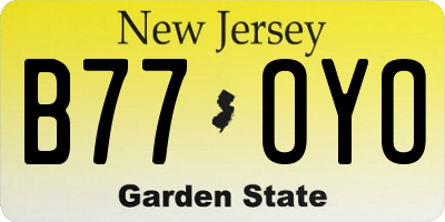 NJ license plate B77OYO