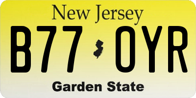 NJ license plate B77OYR
