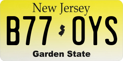 NJ license plate B77OYS