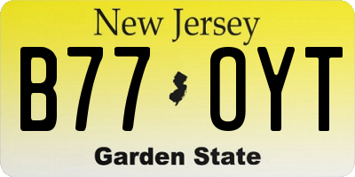 NJ license plate B77OYT