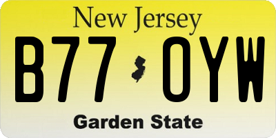 NJ license plate B77OYW