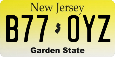 NJ license plate B77OYZ