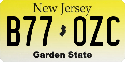 NJ license plate B77OZC