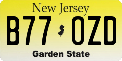 NJ license plate B77OZD