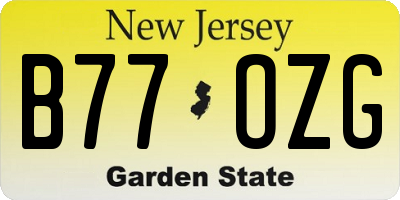 NJ license plate B77OZG