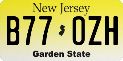 NJ license plate B77OZH
