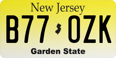 NJ license plate B77OZK