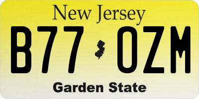 NJ license plate B77OZM