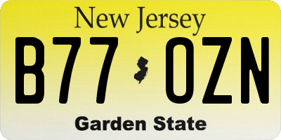 NJ license plate B77OZN
