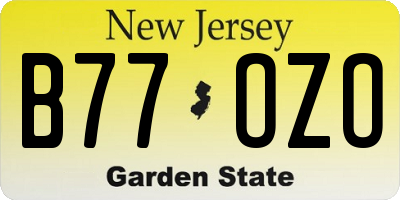 NJ license plate B77OZO