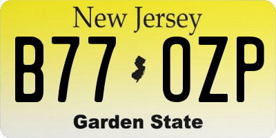 NJ license plate B77OZP