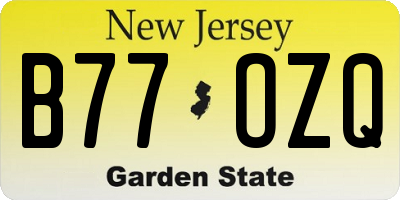NJ license plate B77OZQ