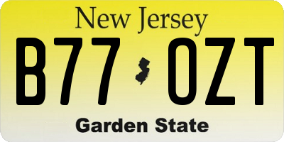 NJ license plate B77OZT