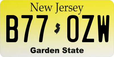 NJ license plate B77OZW