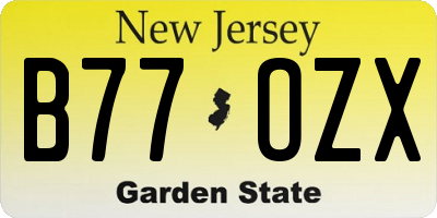 NJ license plate B77OZX