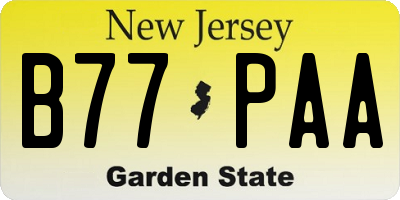 NJ license plate B77PAA