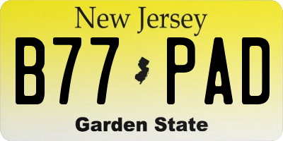 NJ license plate B77PAD