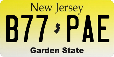 NJ license plate B77PAE