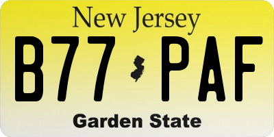 NJ license plate B77PAF