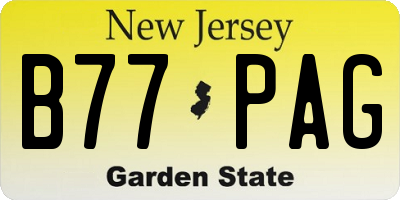 NJ license plate B77PAG