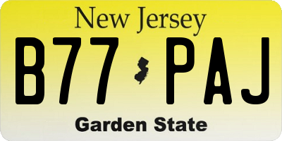 NJ license plate B77PAJ