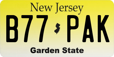 NJ license plate B77PAK