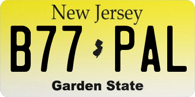 NJ license plate B77PAL
