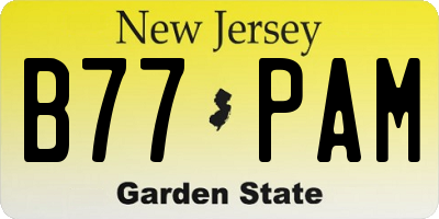 NJ license plate B77PAM