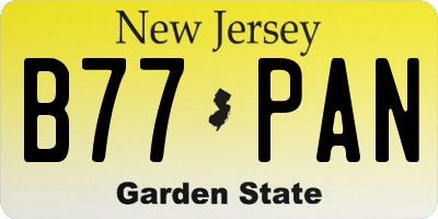 NJ license plate B77PAN