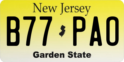 NJ license plate B77PAO
