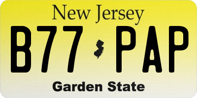 NJ license plate B77PAP