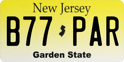 NJ license plate B77PAR