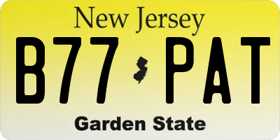 NJ license plate B77PAT