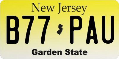 NJ license plate B77PAU