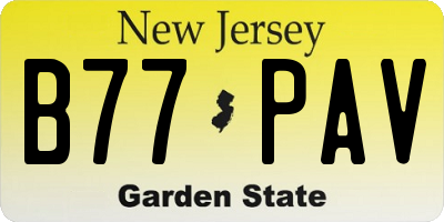 NJ license plate B77PAV