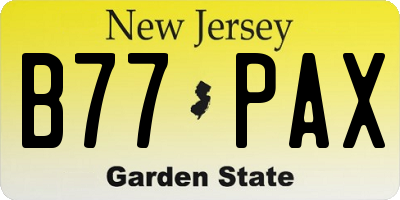 NJ license plate B77PAX