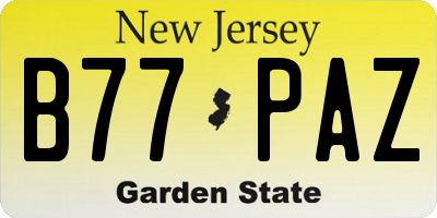 NJ license plate B77PAZ